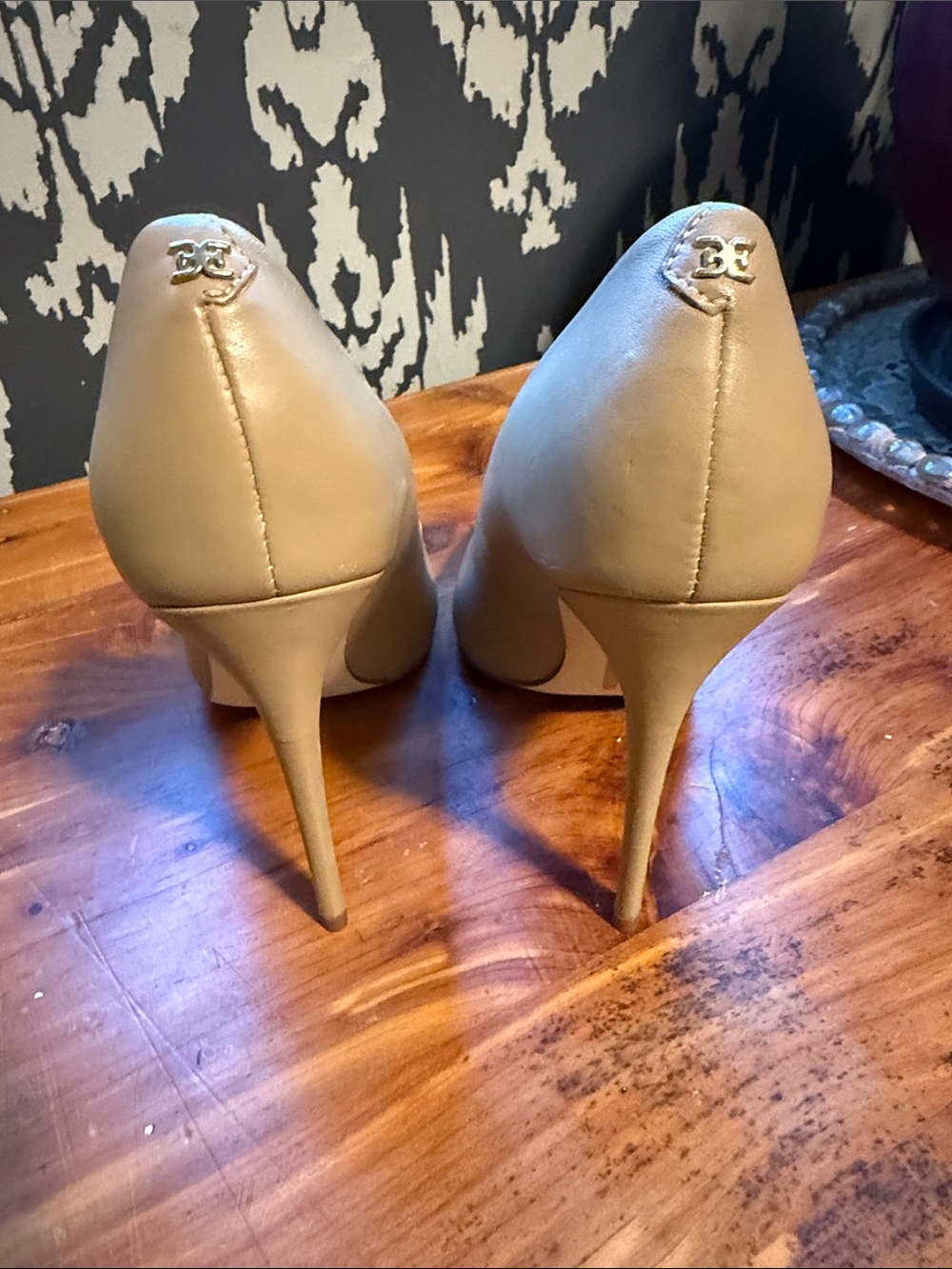 Sam Edelman Taupe Pointed-Toe Leather Pumps - Picture 3 of 4